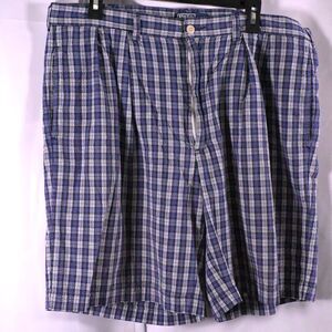 Polo Ralph Lauren Men's Blue Plaid Pleated Seersucker Shorts Size‎ 38